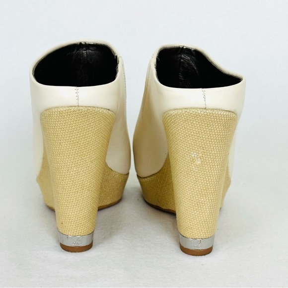 SAM EDELMAN Kylie Cream Leather Platform Espadrille style wedge heels, Size 7 - Picture 13 of 16